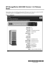 HP StorageWorks NAS 8000 NAS 8000 Version 1.6.3 Release Notes