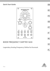 Behringer BODE FREQUENCY SHIFTER 1630 Quick Start Guide