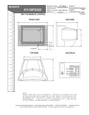 Sony KV-36FS320 Dimensions Diagrams