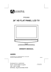 Audiovox FPE2608 Owners Manual