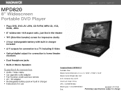 Magnavox MPD820 Product Spec Sheet
