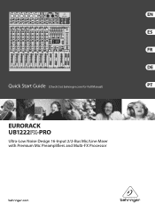Behringer EURORACK UB1222FX-PRO Quick Start Guide
