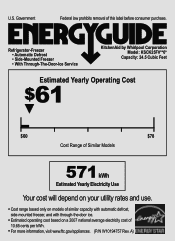 KitchenAid KSCK25FVWH Energy Guide
