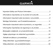 Garmin Nuvi 1250 Important Product and Saftey Information (Multilingual)