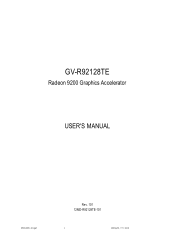 Gigabyte GV-R92128TE Manual