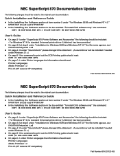 NEC 870 Documentation Update