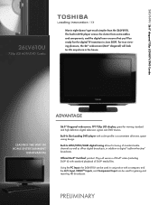 Toshiba 26LV610U Printable Spec Sheet