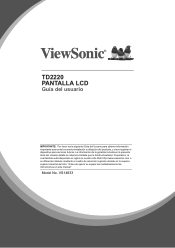 ViewSonic TD2220 - 22 Display TN Panel 1920 x 1080 Resolution User Guide Spanish/Espanol