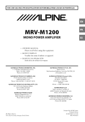 Alpine MRV-M1200 Owner s Manual espanol