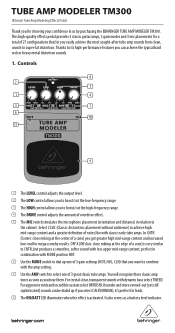 Behringer TUBE AMP MODELER TM300 Manual