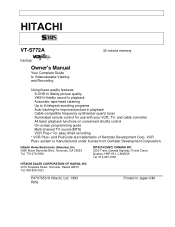 Hitachi VT-S772A Owners Guide