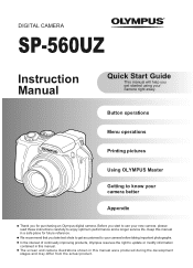 Olympus SP-560 UZ SP-560UZ Instruction Manual with Olympus Wireless RC Flash System supplement (English)