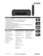 Sony SLV-N500 Marketing Specifications