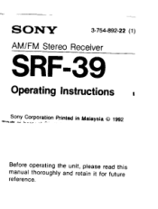 Sony SRF-39 Users Guide