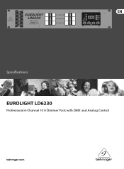 Behringer EUROLIGHT LD6230 Specifications Sheet