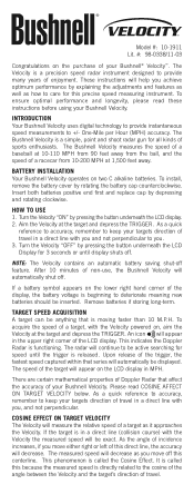 Bushnell Velocity Speed Gun Owner's Manual