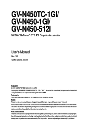 Gigabyte GV-N450TC-1GI Manual