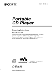 Sony D-EJ855 Operating Instructions  (primary manual)