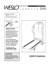 Weslo Cadence Dx8 English Manual