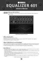 Yamaha AE011 Add-On Effects AE011 EQ601 Owners Manual