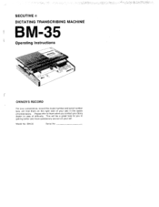 Sony BM-35 Users Guide