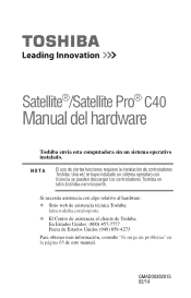 Toshiba Satellite C45-A4121KL no O/S Spanish Hardware Manual for Sat/Sat Pro C40-A Series (Español)
