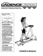Weslo Cadence 3260 Treadmill English Manual