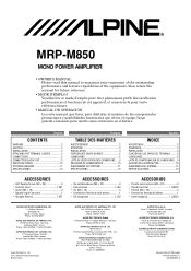 Alpine MRP-M850 User Manual