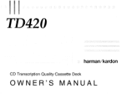 Harman Kardon TD420 Owners Manual