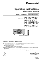Panasonic 20 000lm / SXGA / 3-Chip DLP™ Projector Operating Manual