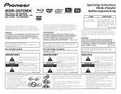 Pioneer BDR-207DBK Installation Manual
