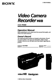 Sony CCD-TR400 Primary User Manual