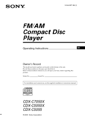 Sony CDX-C5055 Operating Instructions  (primary manual)