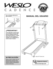 Weslo Cadence 70 Treadmill Spanish Manual