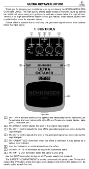 Behringer ULTRA OCTAVER UO100 Manual