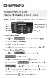 Hayward MaxFlo VS 500 Omni Hayward VSP Quick Reference Guide