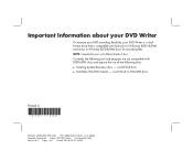 HP Media Center m1100 Important Information about your DVD Writer