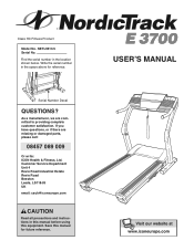 NordicTrack E 3700 Treadmill Uk Manual