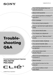 Sony PEG-NX60 Troubleshooting Q&A