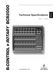 Behringer B-CONTROL ROTARY BCR2000 Specifications Sheet