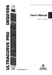 Behringer ULTRACURVE PRO DEQ2496 Manual