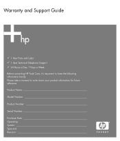 HP Pavilion a800 Warranty and Support Guide: In Home