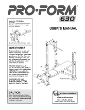 ProForm 630 Weight Bench User Manual