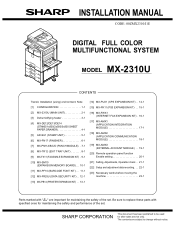 Sharp MX-2310U Installation Manual