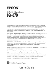 Epson LQ 670 User Manual