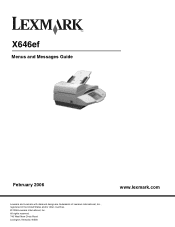 Lexmark 4600 T64x - Menus and Messages Guide