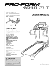 ProForm 1010 Zlt Treadmill Uk Manual