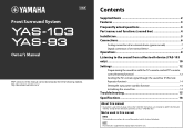 Yamaha 93 YAS-103/93 Owners Manual