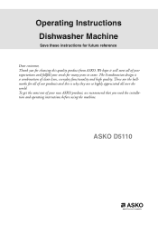 Asko D5110 User manual D5110 Use & Care Guide EN (Products Manufactured After 1/1/2008 2+1 Warranty)