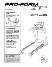 ProForm Zt5 Treadmill English Manual